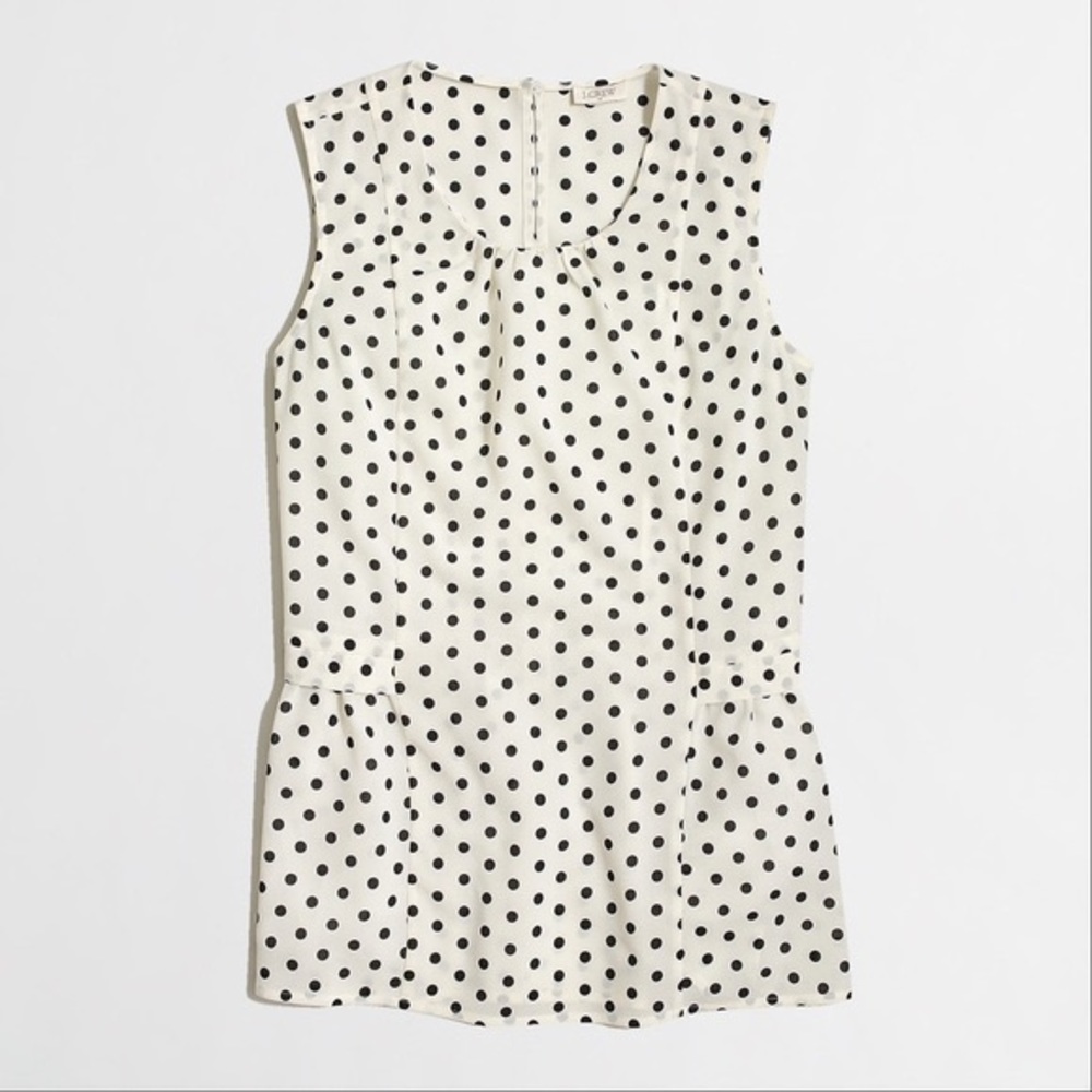 J. Crew Factory Sleeveless Polka Dot Flounce Top